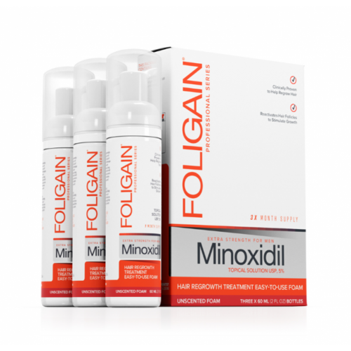 FOLIGAIN 5% MINOXIDIL пяна за мъже против косопад и оплешивяване 3х60мл
